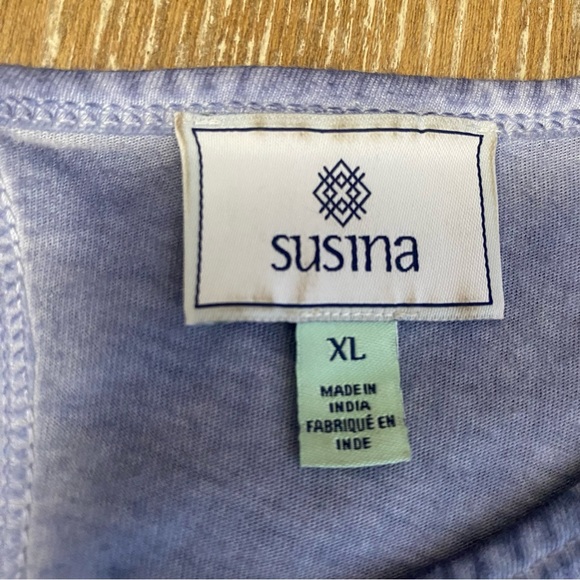 Susina Womens XL Top Asymmetrical Ruffle Keyhole Flutter Coastal Whimsical Flowy - Picture 9 of 10